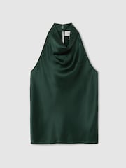 Reiss Teal Green Kory Silk Cowl-Neck Sleeveless Top - Image 2 of 7