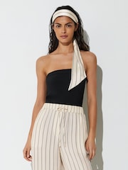 Reiss Black Print Etienne Bandeau Scarf-Belt Halterneck Swimsuit - Image 6 of 7