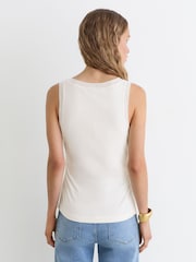 Weiß - Reiss Trinny Modal-Cotton Sheer-Trim Ruched Vest - Bild 5 von 6