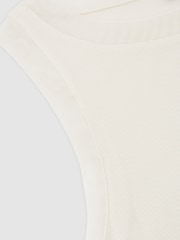 Weiß - Reiss Trinny Modal-Cotton Sheer-Trim Ruched Vest - Bild 6 von 6