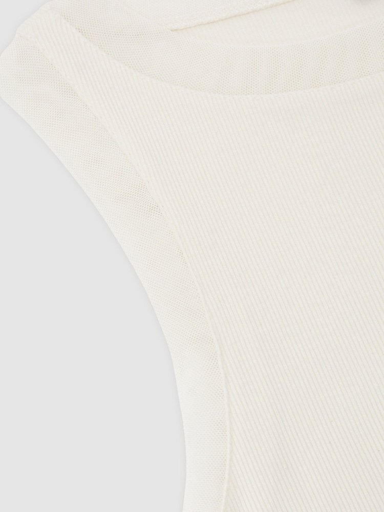 Weiß - Reiss Trinny Modal-Cotton Sheer-Trim Ruched Vest - Bild 6 von 6