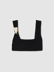 Reiss Black Alba Hardware-Detail Square-Neck Bikini Top - Image 2 of 6