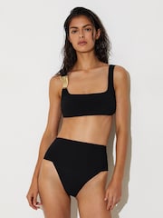 Reiss Black Alba Hardware-Detail Square-Neck Bikini Top - Image 4 of 6