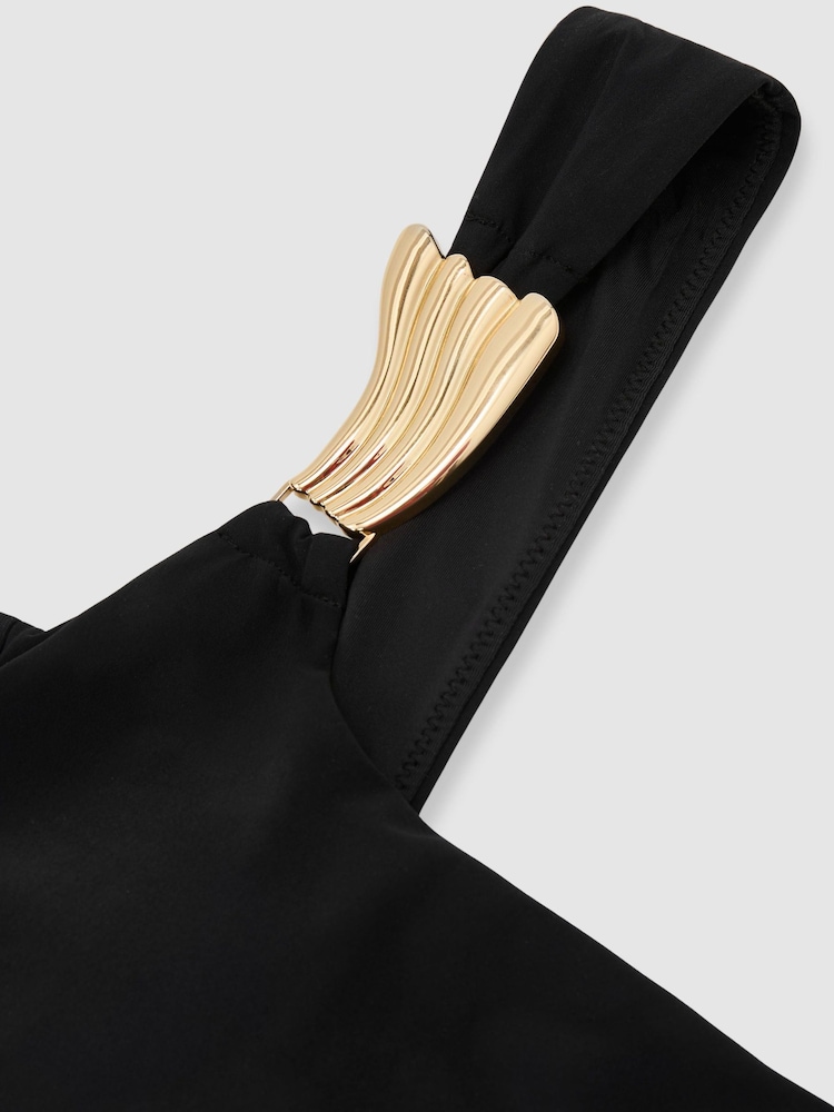 Reiss Black Alba Hardware-Detail Square-Neck Bikini Top - Image 6 of 6