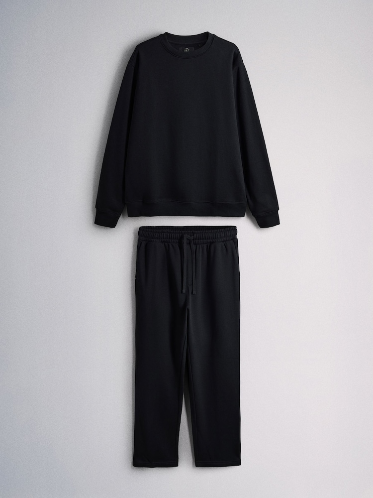 The Set Brushed Sweat Co-Ord Set Black - Image 1 of 5