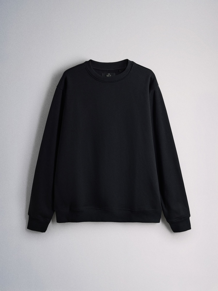 The Set Brushed Sweat Co-Ord Set Black - Image 2 of 5
