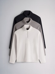 The Set 3 Pack Half Zip Micro Fleeces Navy/Grey - Image 1 of 6