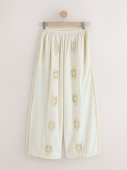 Cream Broderie Wide Leg Trousers - Image 7 of 8