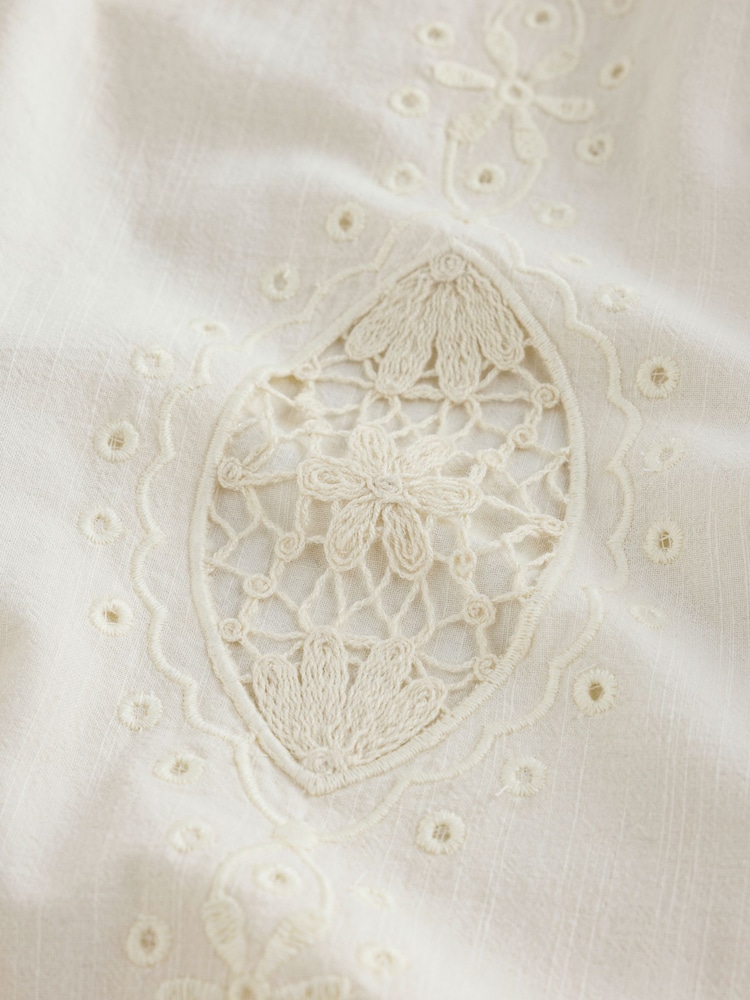 Cream Broderie Wide Leg Trousers - Image 8 of 8 Cream Broderie Wide Leg Trousers - Image 8 of 8