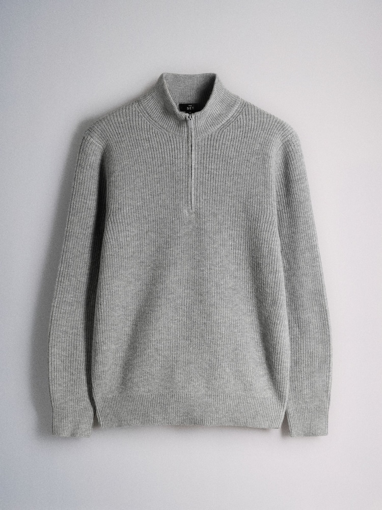 The Set 2 Pack Textured Half Zip Knit Jumpers Navy - Image 2 of 5