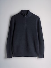 The Set 2 Pack Textured Half Zip Knit Jumpers Navy - Image 3 of 5