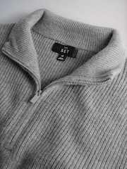 The Set 2 Pack Textured Half Zip Knit Jumpers Navy - Image 5 of 5