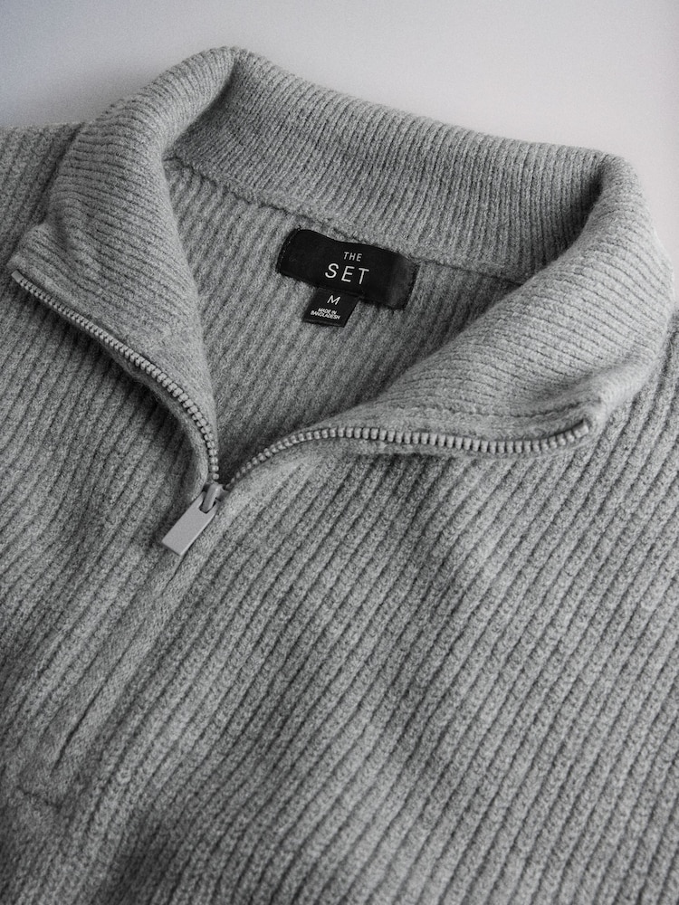 The Set 2 Pack Textured Half Zip Knit Jumpers Navy - Image 5 of 5