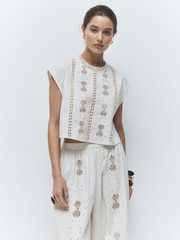 Cream Broderie Shell Top - Image 2 of 4