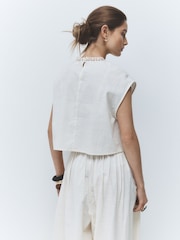 Cream Broderie Shell Top - Image 3 of 4