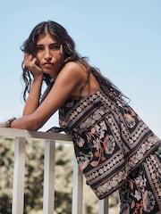 Navy Pink Floral Print Knot Front Cami Top - Image 4 of 6