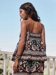 Navy Pink Floral Print Knot Front Cami Top - Image 5 of 6
