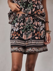 Navy Pink Floral Print Shorts - Image 1 of 5