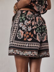 Navy Pink Floral Print Shorts - Image 4 of 5