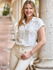 Sosandar White Cornelli Shirt With Gold Button Detail - Image 5 of 5