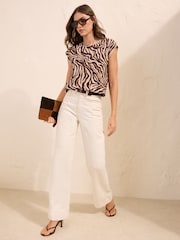 Friends Like These Animal Print Round Neck Short Sleeve Top - Image 3 of 5
