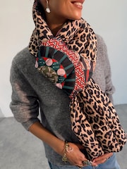 Never Fully Dressed Mosaic/Leopard Quilted Reversible Scarf - Image 5 of 6
