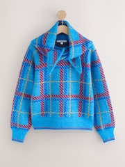 Multi Long Sleeve Crew Neck Jumper and Scarf with Wool - Image 1 of 3