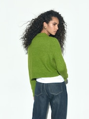 Green Knitted Collar Cardigan With Wool - Image 4 of 7