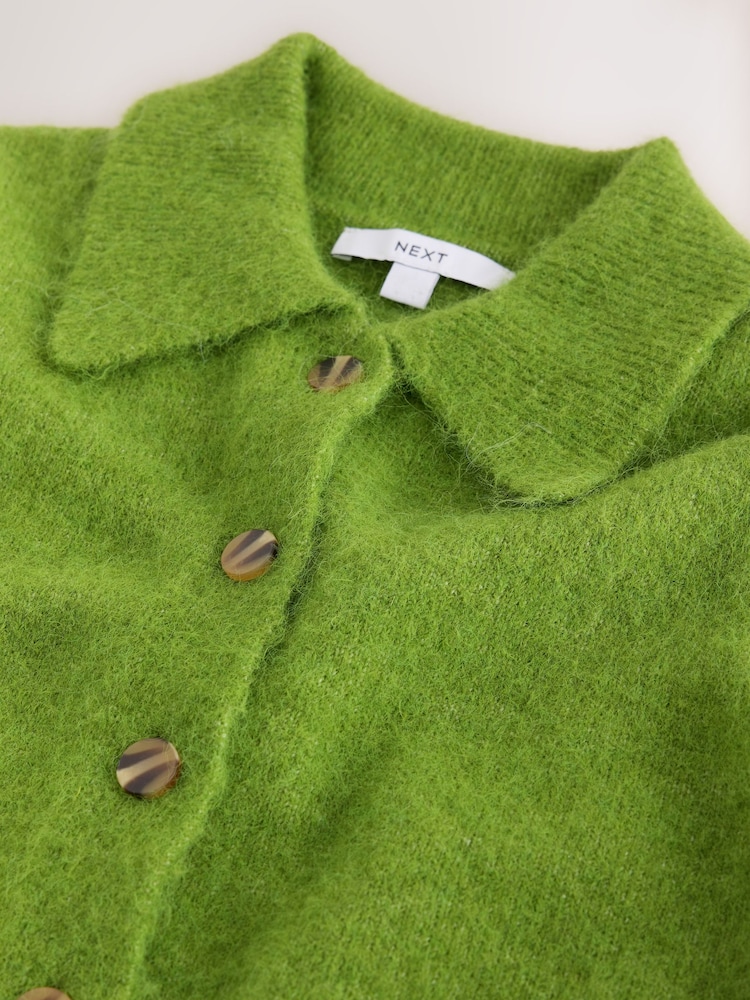 Green Knitted Collar Cardigan With Wool - Image 7 of 7 Green Knitted Collar Cardigan With Wool - Image 7 of 7