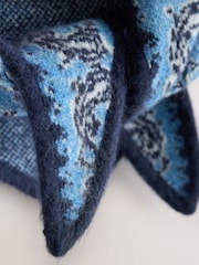 Navy Blue/White Paisley Knitted Scarf - Image 6 of 7