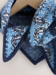 Navy Blue/White Paisley Knitted Scarf - Image 7 of 7