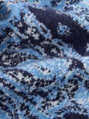 Navy Blue/White Relaxed Long Sleeve Crew Neck Jumper - Image 7 of 8
