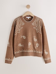 Brown emb Supersoft Crew Neck Long Sleeve Jumper - Image 2 of 4