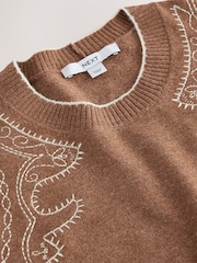 Brown emb Supersoft Crew Neck Long Sleeve Jumper - Image 4 of 4