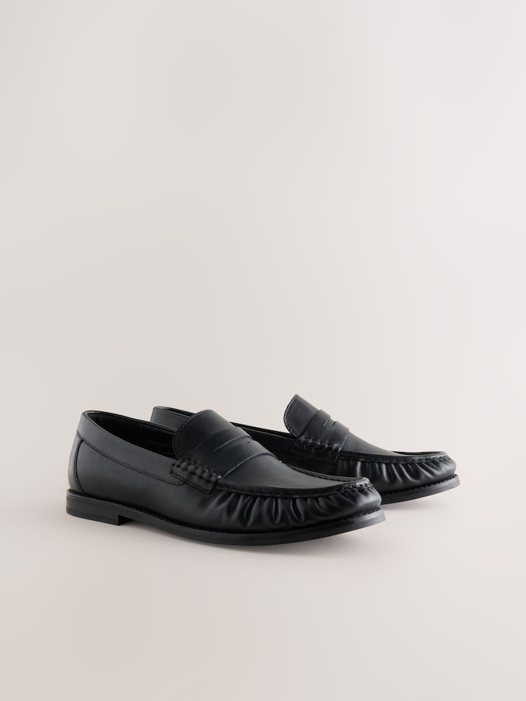Schwarz - N. Premium Ruched Leather Loafers - Bild 1 von 7