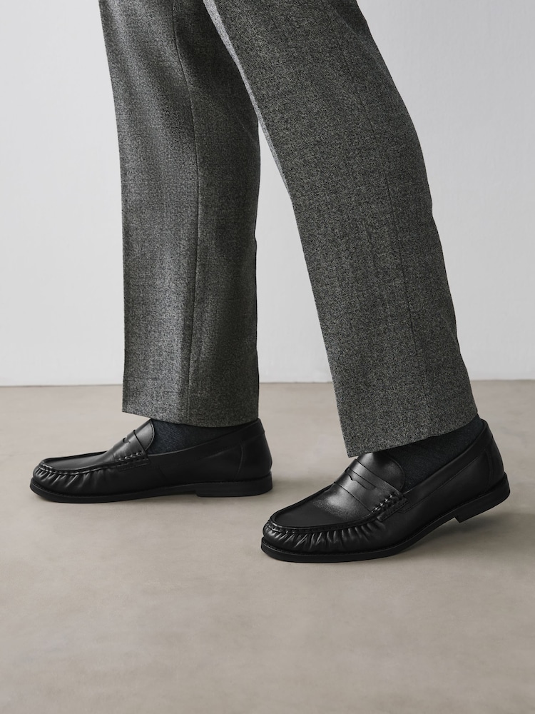 Schwarz - N. Premium Ruched Leather Loafers - Bild 2 von 7