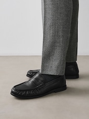 Schwarz - N. Premium Ruched Leather Loafers - Bild 3 von 7