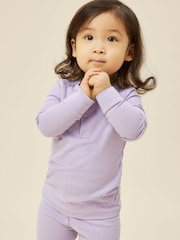 MORI Purple Ribbed Supersoft Pyjamas - Image 2 of 4