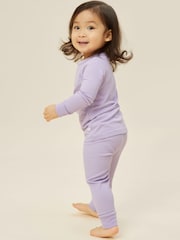 MORI Purple Ribbed Supersoft Pyjamas - Image 3 of 4