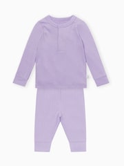 MORI Purple Ribbed Supersoft Pyjamas - Image 4 of 4