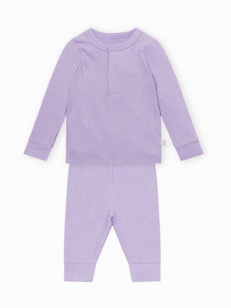 MORI Purple Ribbed Supersoft Pyjamas - Image 4 of 4