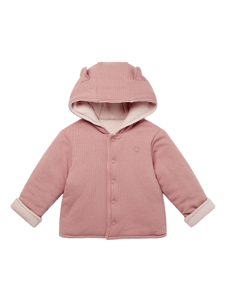 MORI Pink Cosy Ribbed Reversible Coat - Image 1 of 2 MORI Pink Cosy Ribbed Reversible Coat - Image 1 of 2