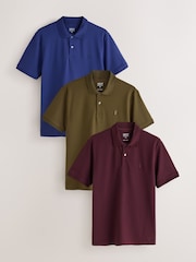 Blue/Purple/Brown - Polo Shirts din piqué cu mânecă scurtă, pachet 3 - Imaginea 1 din 9