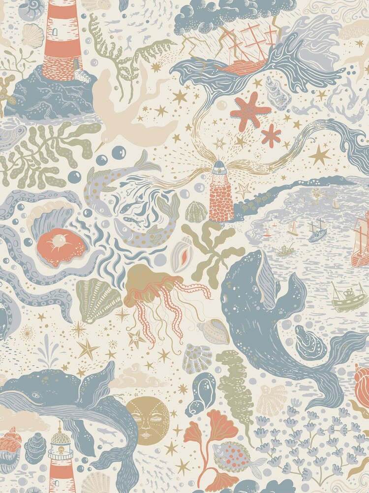 Galerie Wallcoverings Blue Resan Nautical A4 Wallpaper Sample - Image 2 of 2 Galerie Wallcoverings Blue Resan Nautical A4 Wallpaper Sample - Image 2 of 2