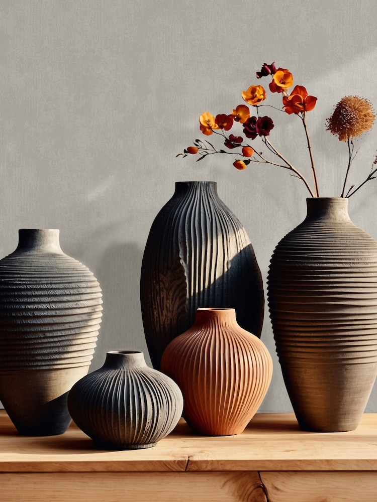 Galerie Wallcoverings Grey Terra Plain Texture Clay A4 Wallpaper Sample - Image 1 of 2