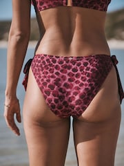 Berry/Black Leopard Tie Side Bikini Bottoms - Image 3 of 7
