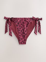 Berry/Black Leopard Tie Side Bikini Bottoms - Image 5 of 7