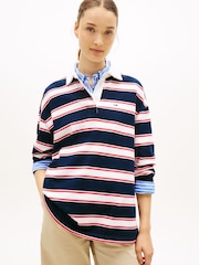 Tommy Jeans Stripe Relaxed Terry Rugby Shirt - Image 1 of 5