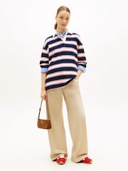 Tommy Jeans Stripe Relaxed Terry Rugby Shirt - Image 2 of 5