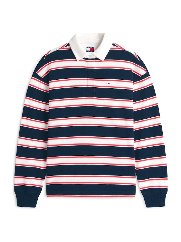 Tommy Jeans Stripe Relaxed Terry Rugby Shirt - Image 5 of 5